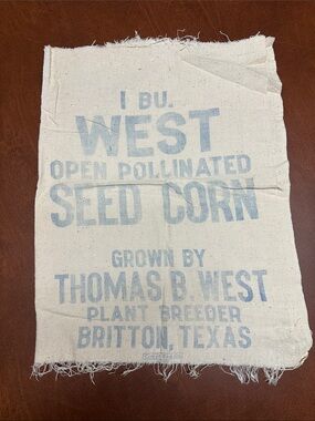 Vintage 1 Bushel Seed Corn Sack Material From Britton Texas